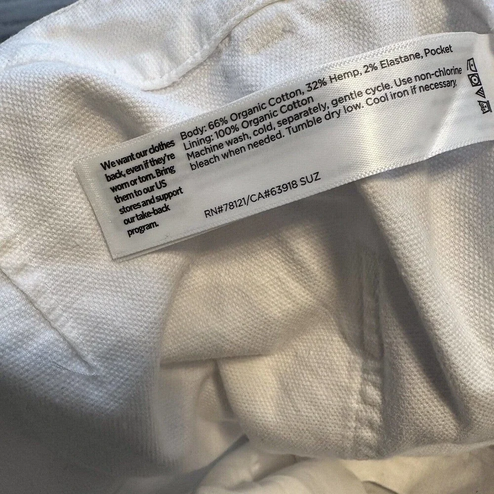 NEW Eileen Fisher Cotton Hemp Tapered Ankle Pants High Rise White Size 16